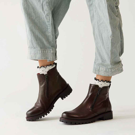 Alise Double Zip Boot - Dark Brown - Sole Food - 2