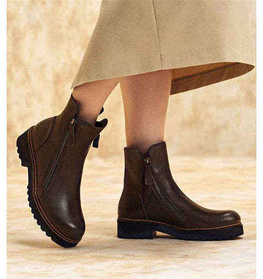 Ariana Double Zip Ankle Boot - Brown - Sole Food - 2