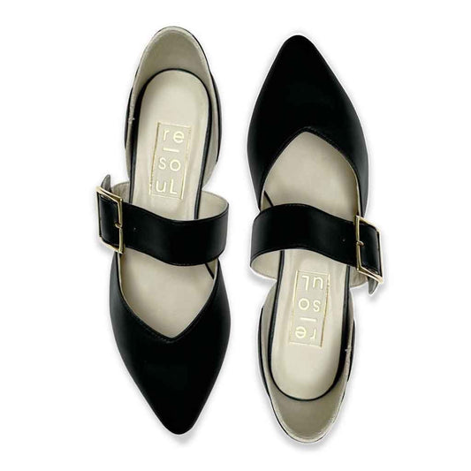 Chrissy Buckle Flat - Black - Sole Food - 2