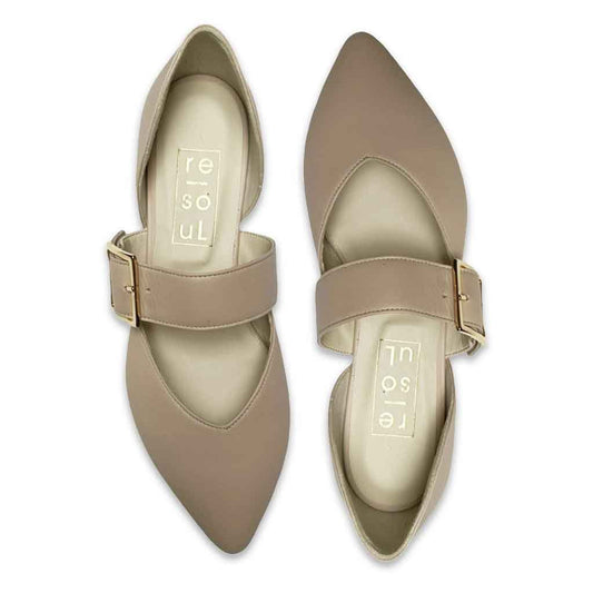 Chrissy Buckle Flat - Cream - Sole Food - 2