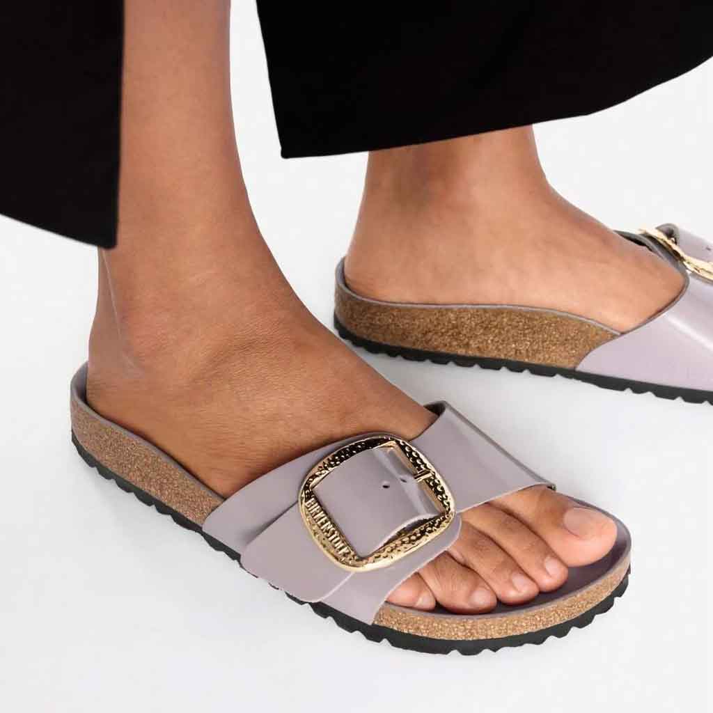 Madrid Hammered Buckle Slide - Faded Purple - Sole Food - 2