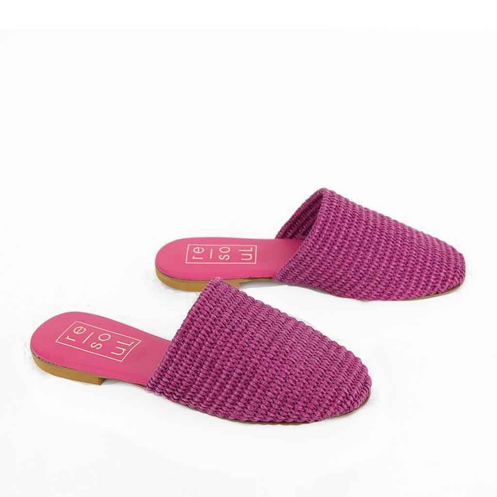 re - souL Raffia Slide - Fuschia - Sole Food - 2