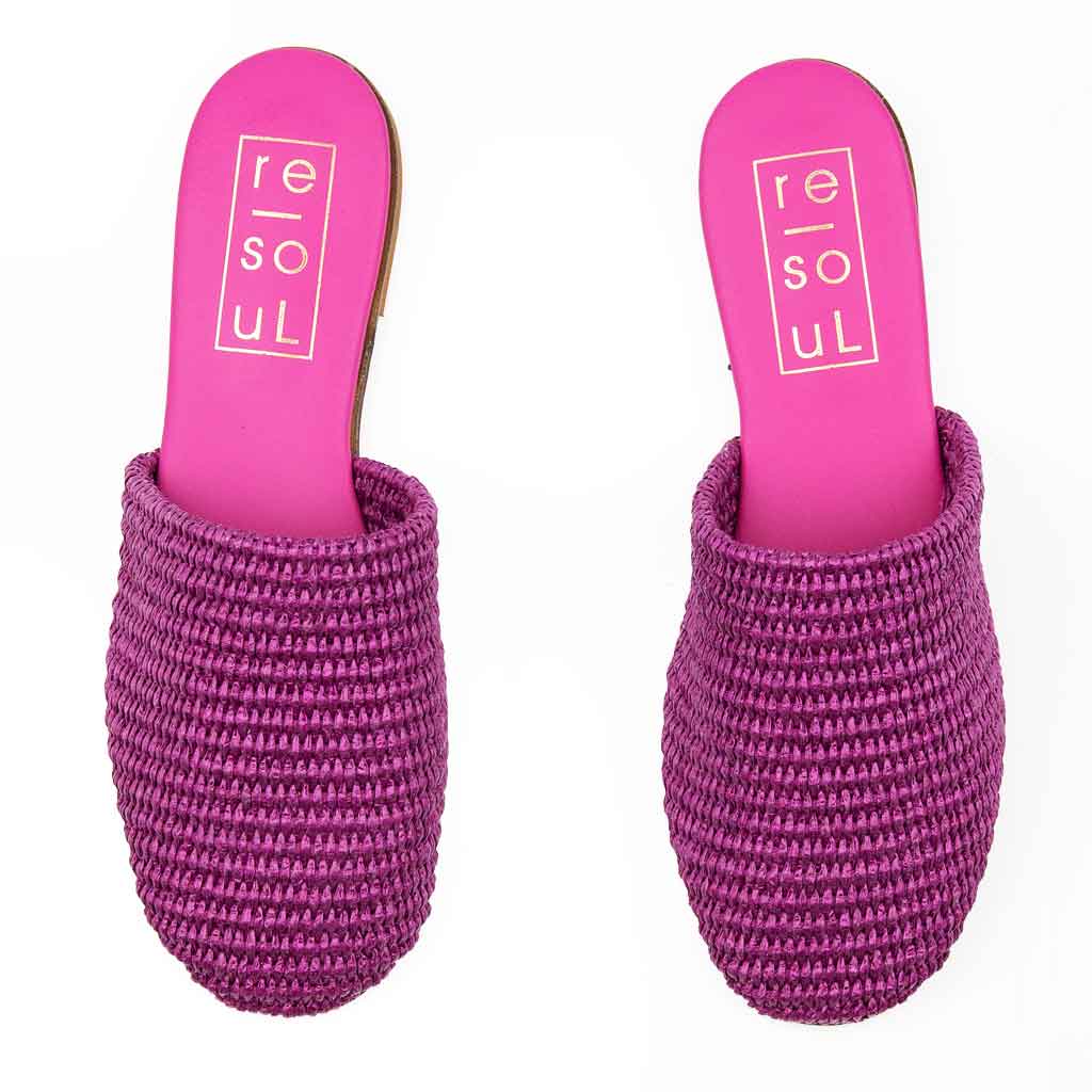 re - souL Raffia Slide - Fuschia - Sole Food - 3