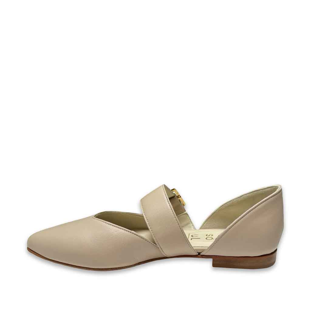 Chrissy Buckle Flat - Cream