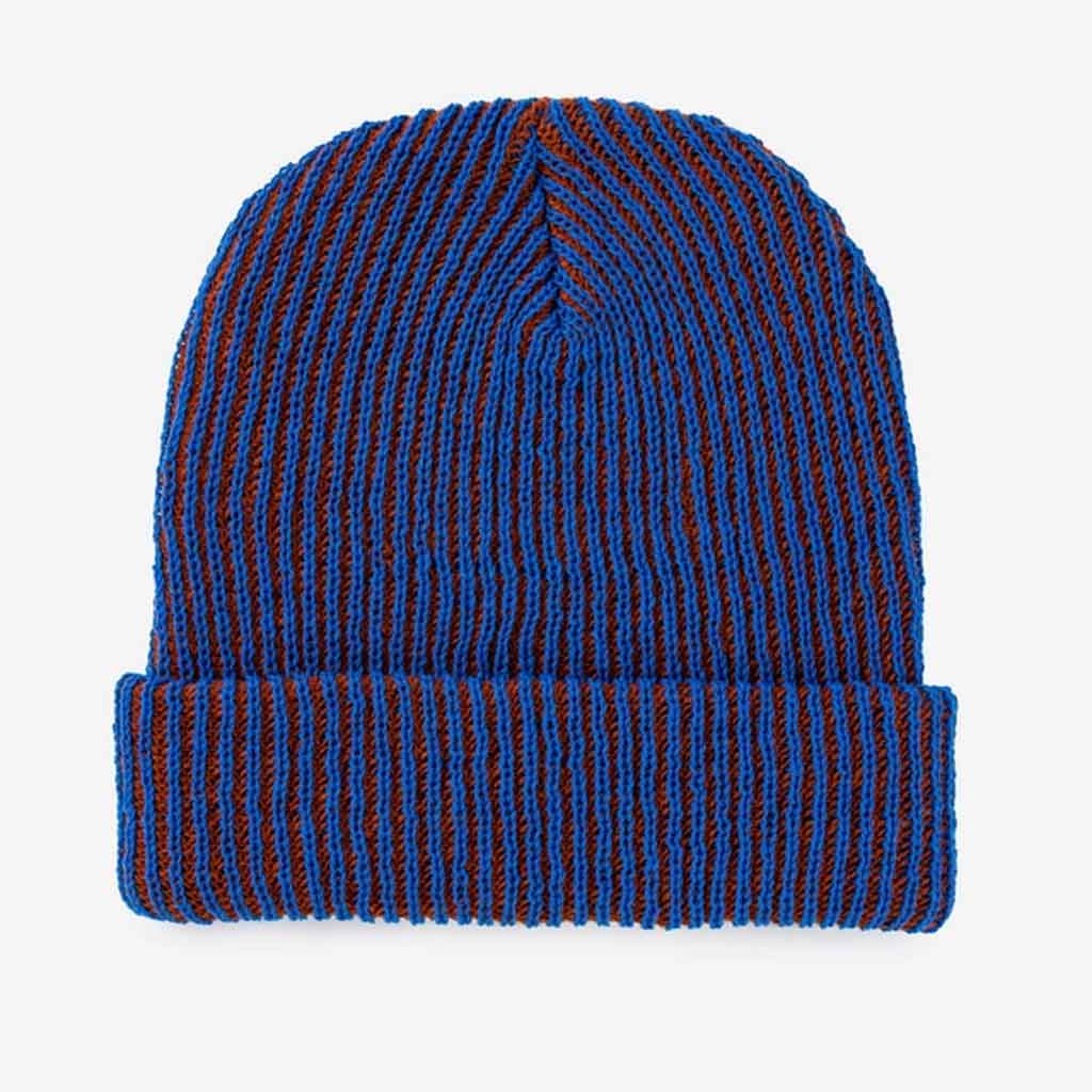 Verloop Simple Rib Knit Beanie - Cobalt/Rust - Sole Food - 1