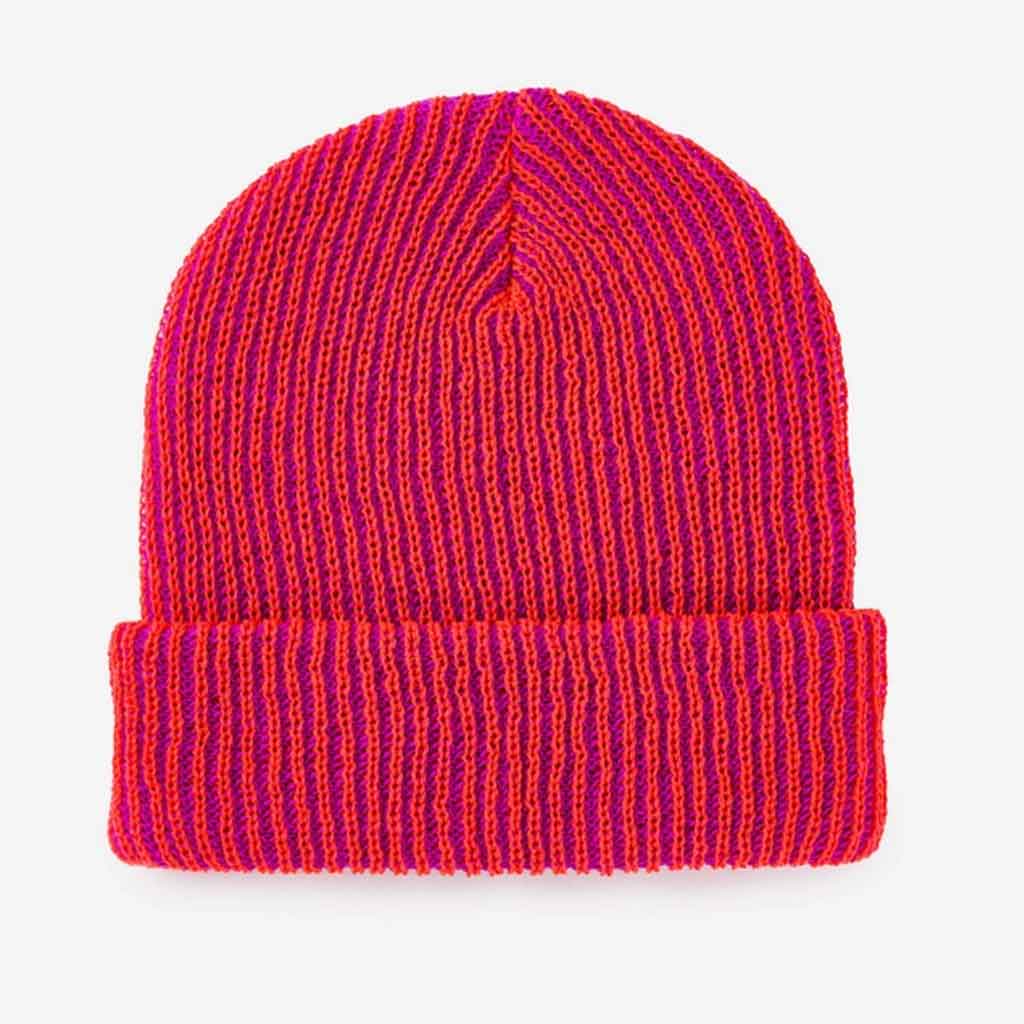 Verloop Simple Rib Knit Beanie - Poppy Magenta - Sole Food - 1