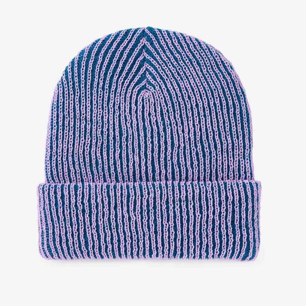 Verloop Simple Rib Knit Beanie - Teal/Lilac - Sole Food - 1