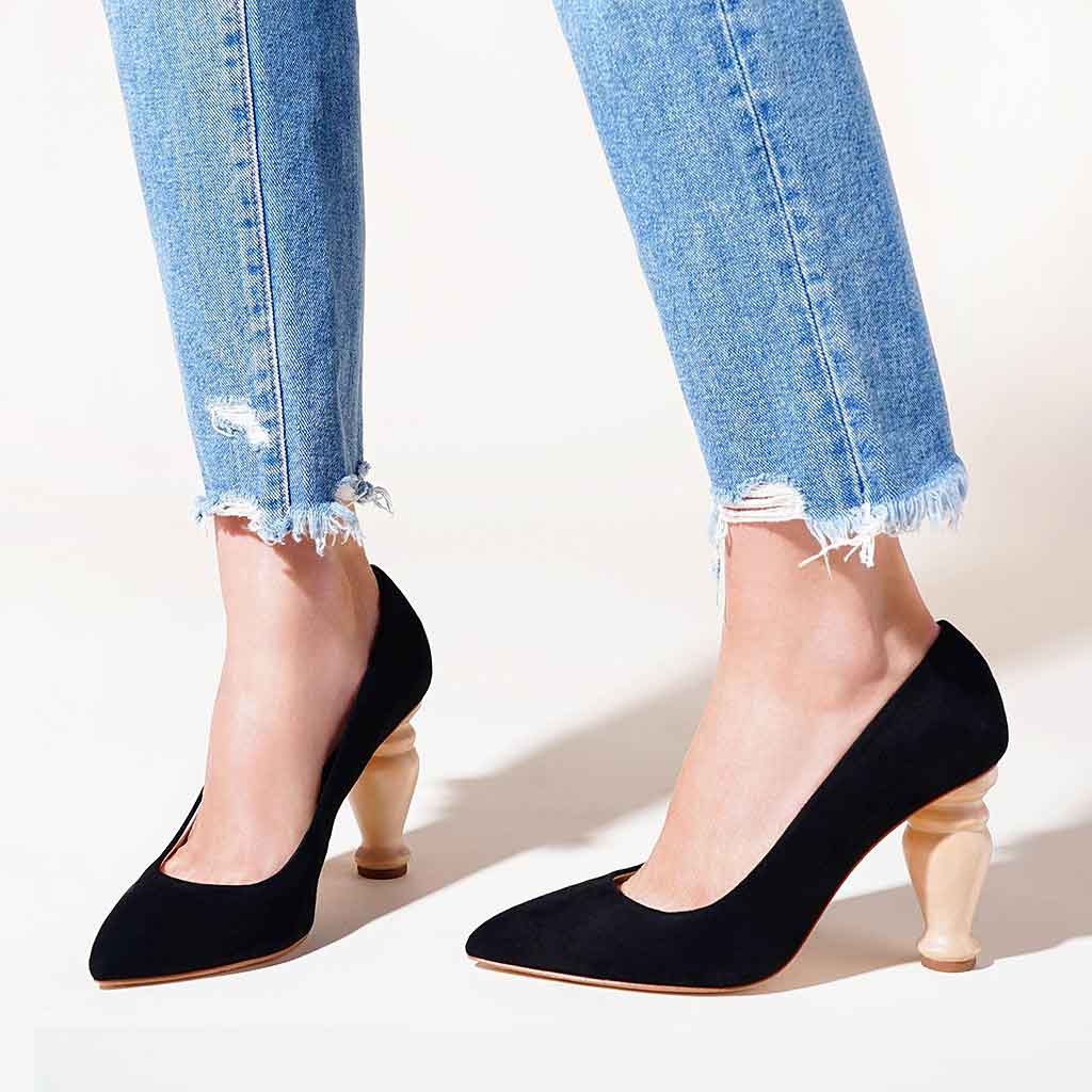 Charlotte Stone Baughn Heel Pump - Black - Sole Food