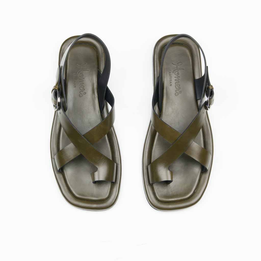 Homers Maya Cross Strap Sandal - Olive - Sole Food
