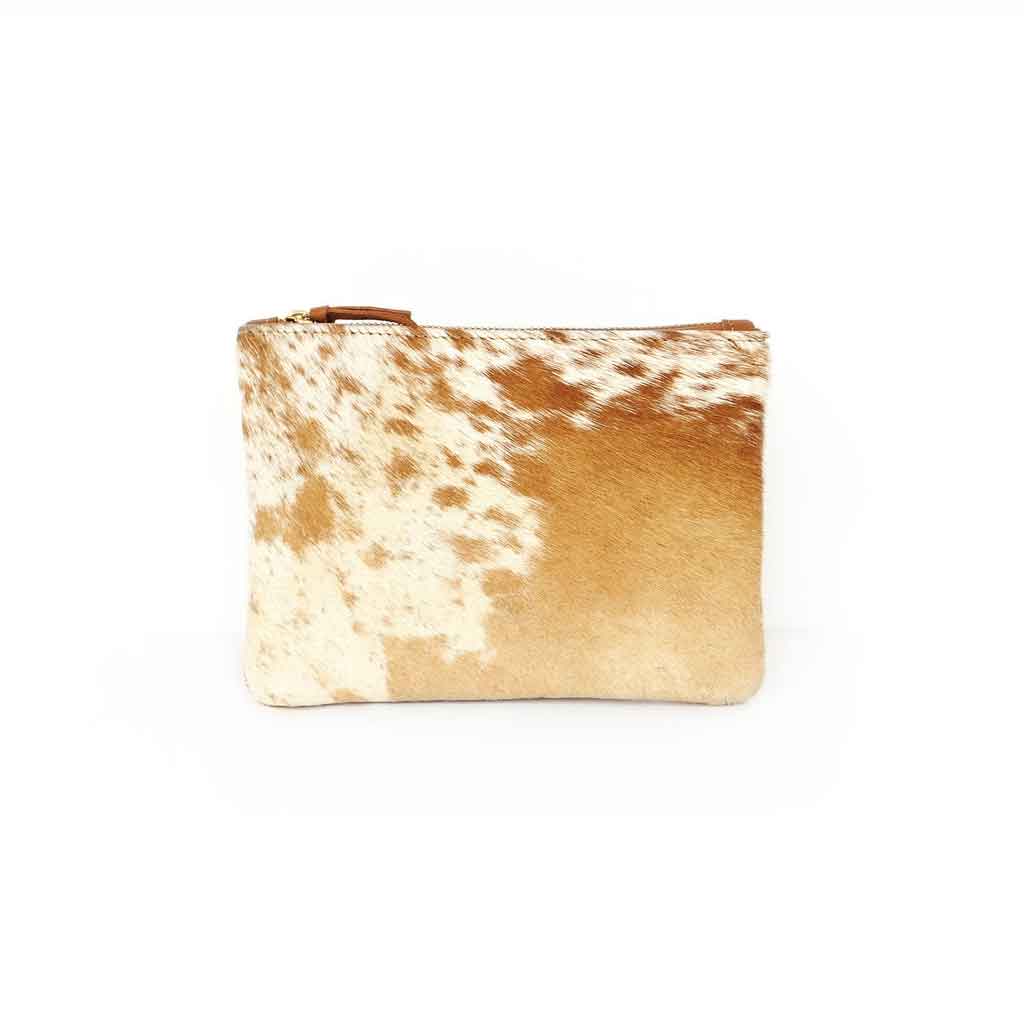 Primecut Cowhide Zip Pouch - Caramel Speckled - Sole Food