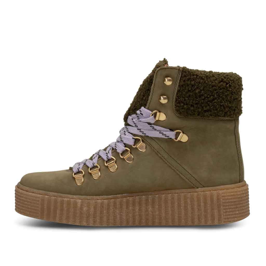 STB Agda Nubuck Lace-Up Boot - Khaki - Sole Food - 3