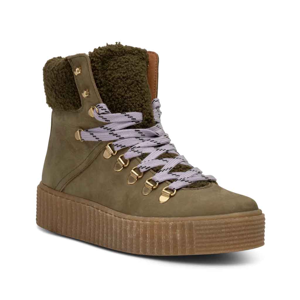 STB Agda Nubuck Lace-Up Boot - Khaki - Sole Food - 2
