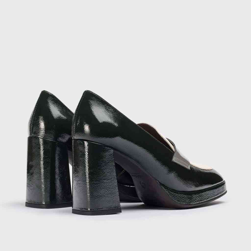 Wonders Lack Heeled Loafer - Irati Green Patent - Sole Food