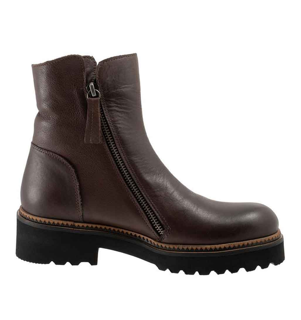 Ariana Double Zip Ankle Boot - Brown - Sole Food - 1