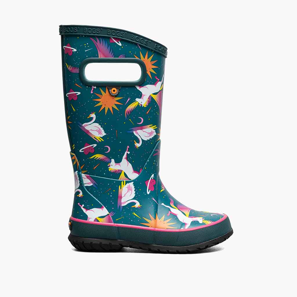 Bogs Rainboot Unicorn Swan - Teal/Multi - Sole Food - 1