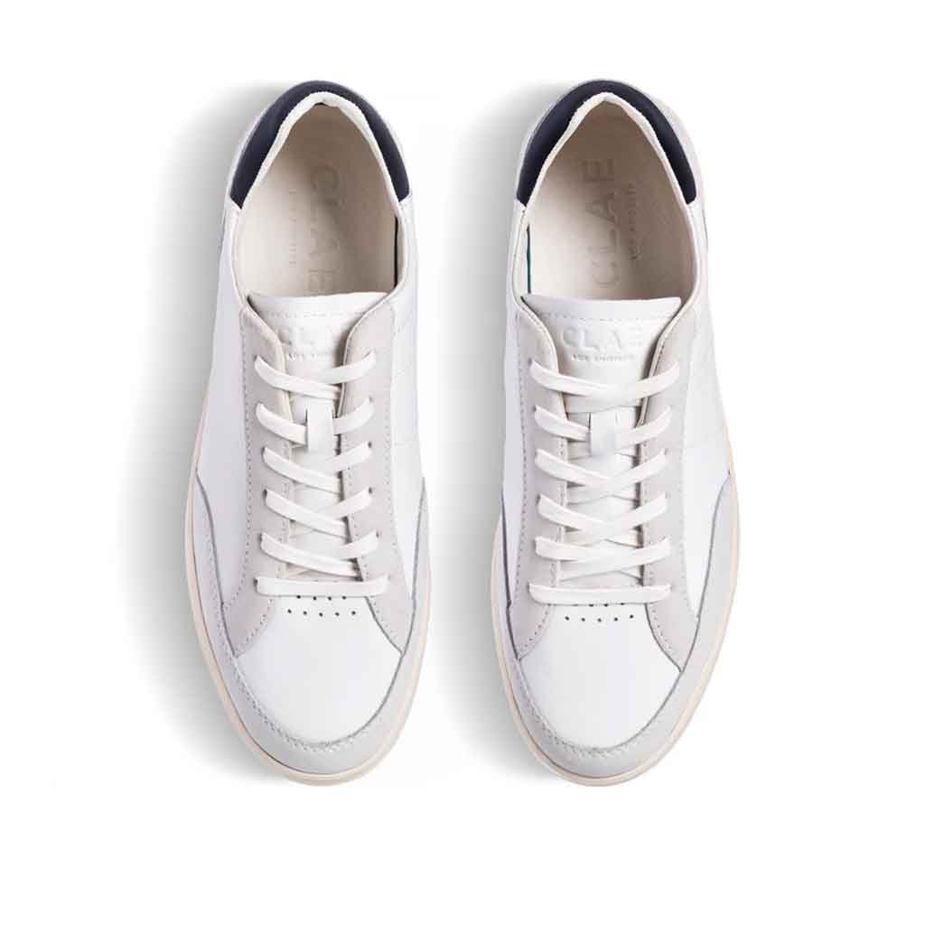 Clae Monroe Sneaker for Women - White Leather Navy - Sole Food - 4