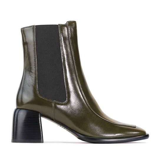 EOS Glossy Heel Boot - Moss Green - Sole Food - 1