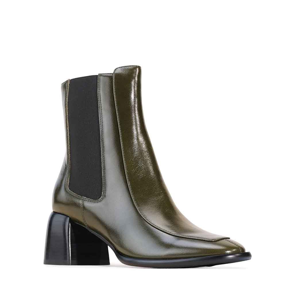 EOS Glossy Heel Boot - Moss Green - Sole Food - 3