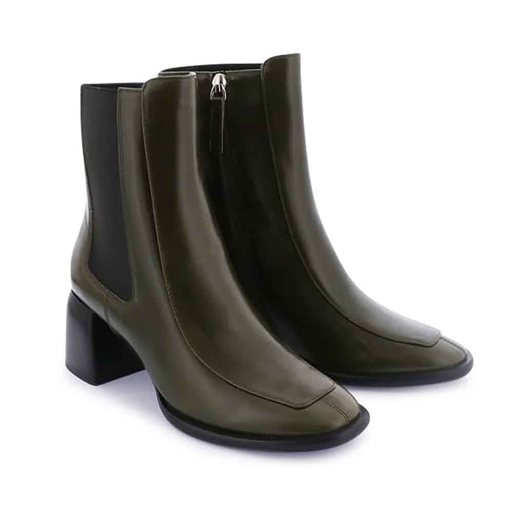 EOS Glossy Heel Boot - Moss Green - Sole Food - 2