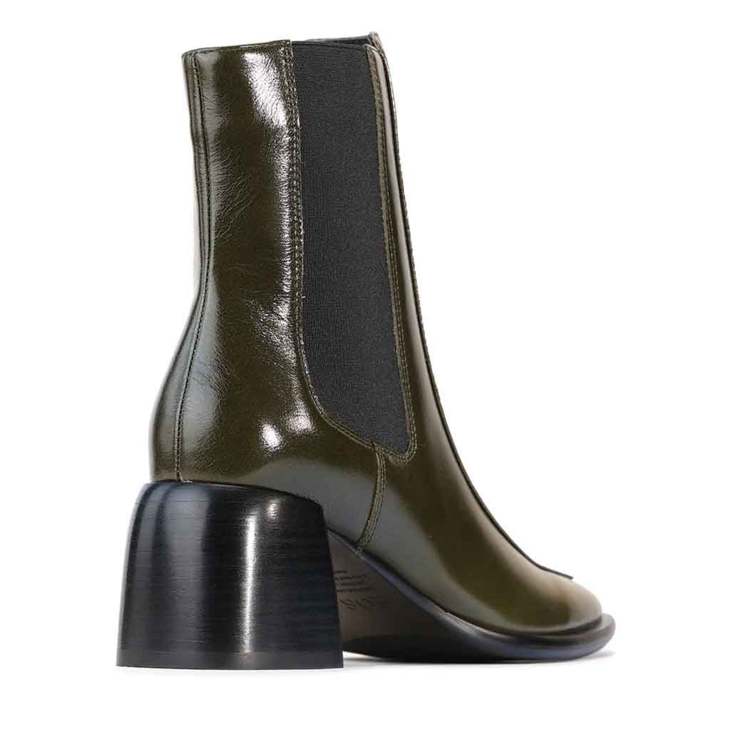 EOS Glossy Heel Boot - Moss Green - Sole Food - 4