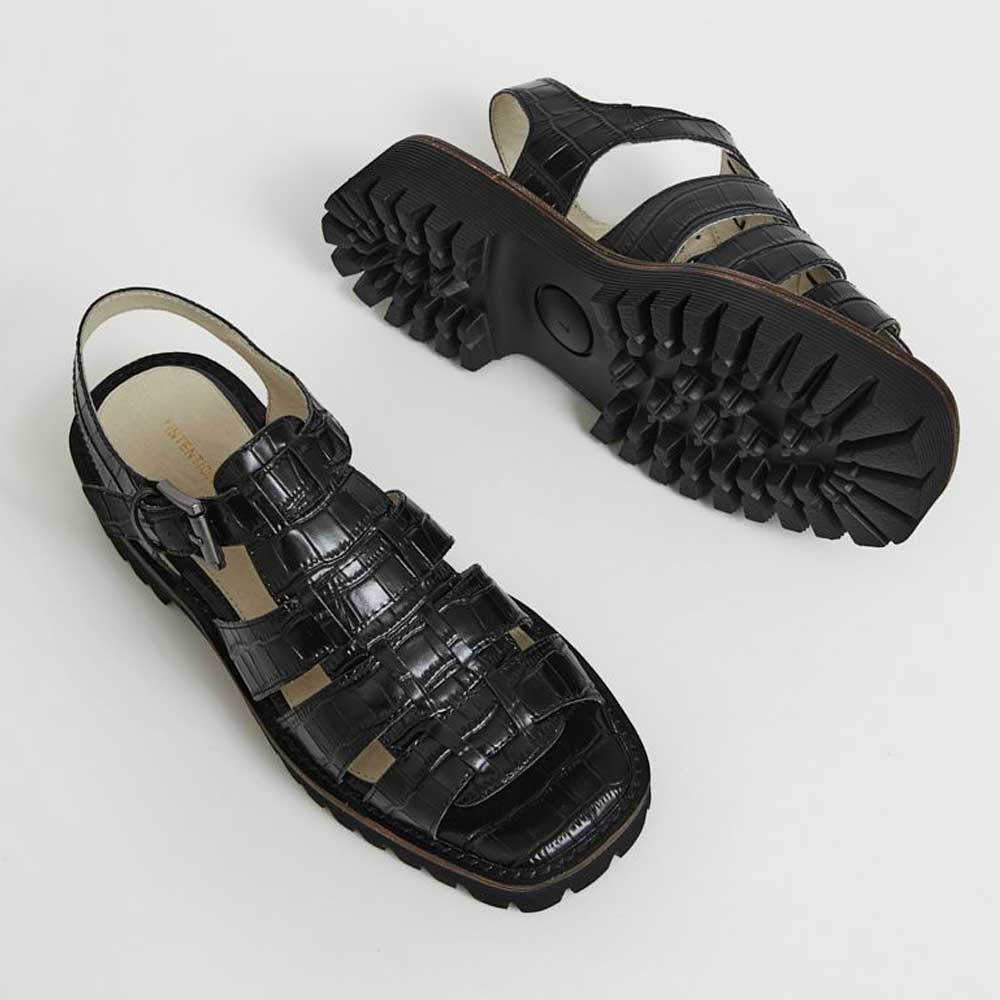 Intentionally Blank Haddie - Black Croco Print - Sole Food - 2