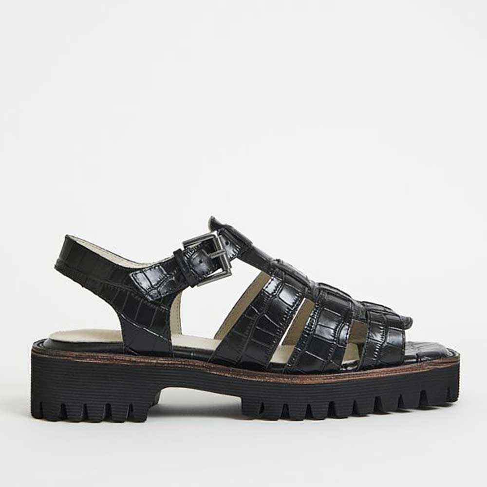 Intentionally Blank Haddie - Black Croco Print - Sole Food - 1