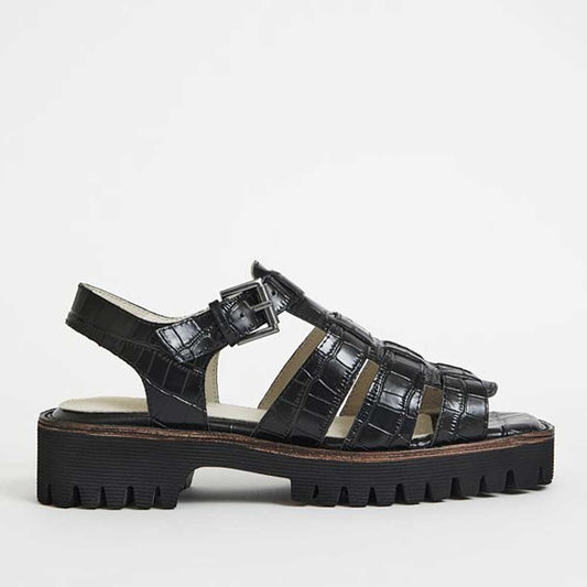 Intentionally Blank Haddie - Black Croco Print - Sole Food - 1