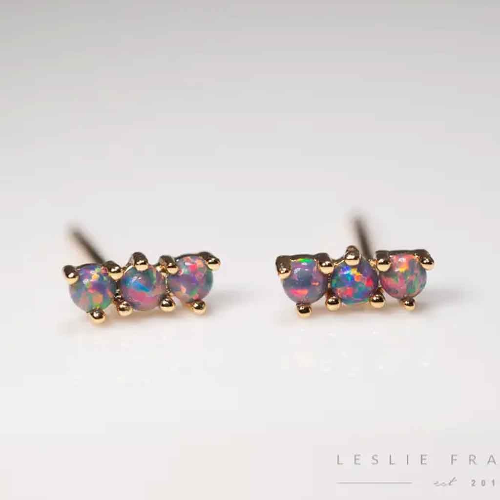 Leslie Francesca Mini Triple Royal Lavender Opal Studs - Sole Food - 1