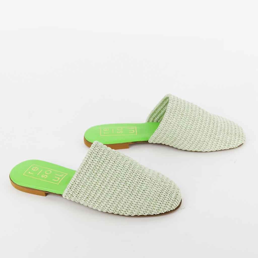 re - souL Raffia Slide - Lime - Sole Food - 3