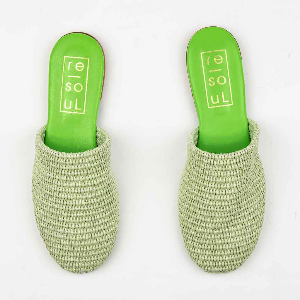 re - souL Raffia Slide - Lime - Sole Food - 2