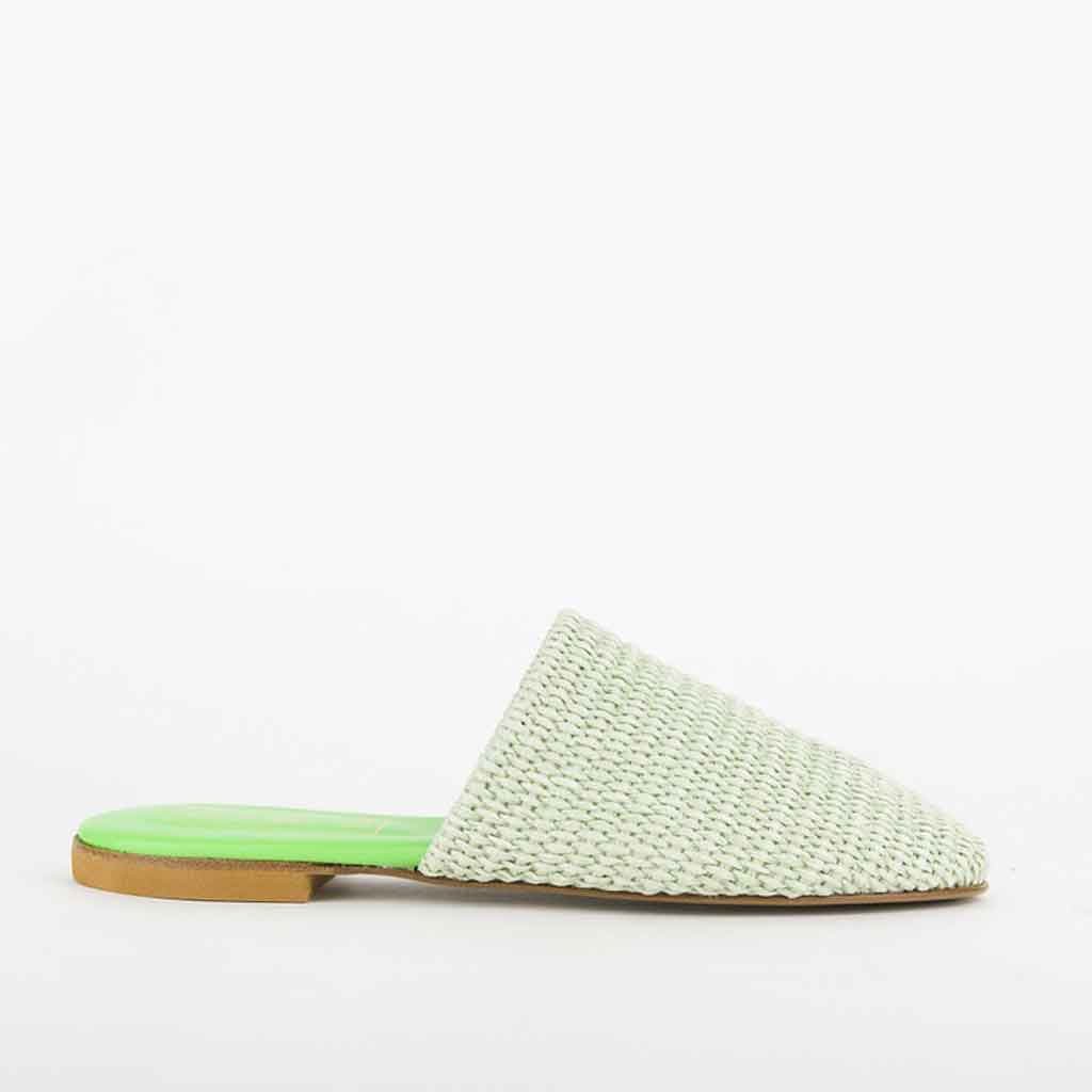 re - souL Raffia Slide - Lime - Sole Food - 1
