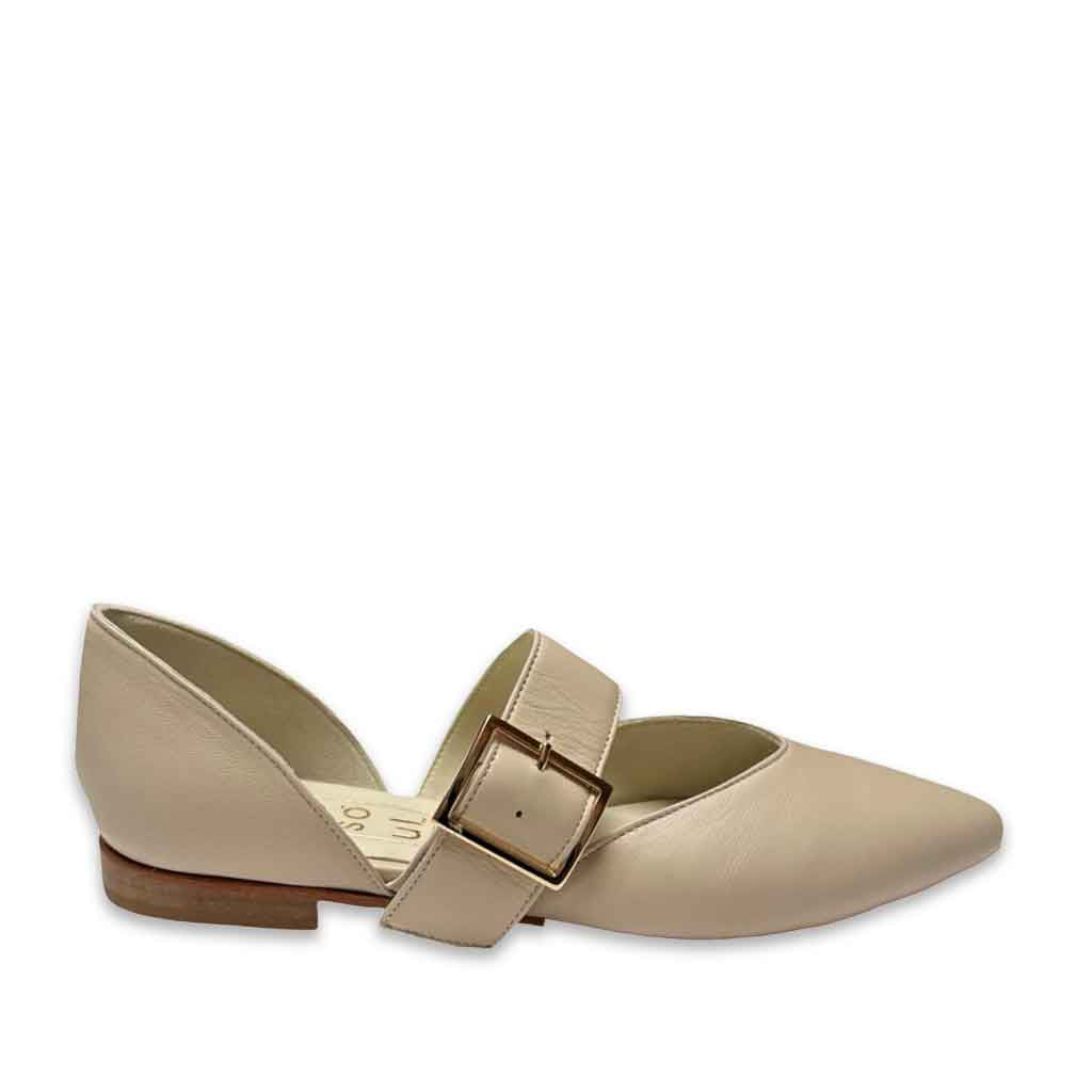 Chrissy  Buckle Flat - Cream