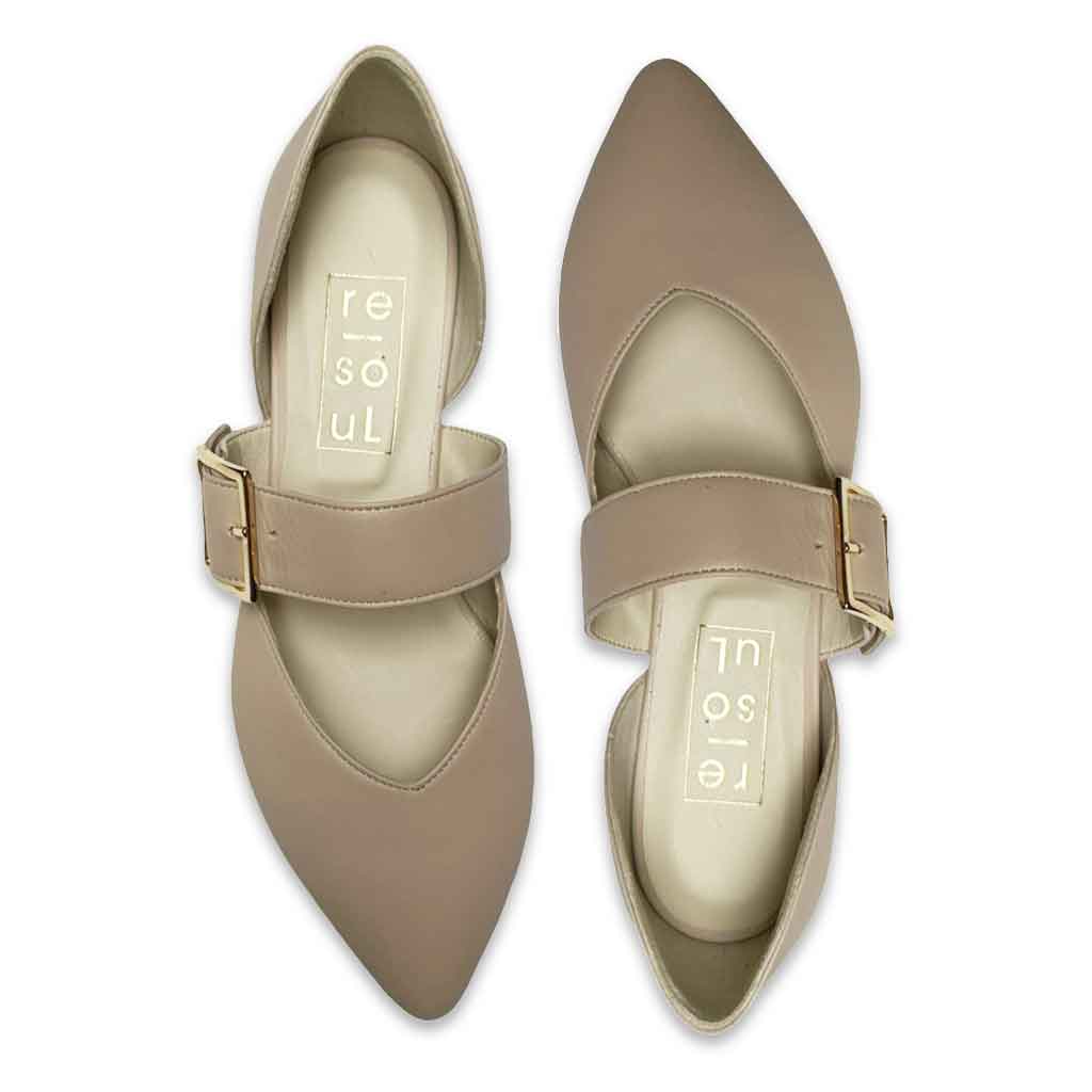Chrissy  Buckle Flat - Cream