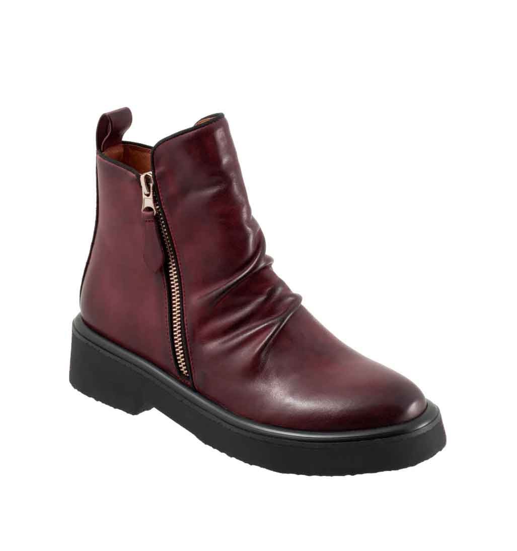 Theona Double Zip Bootie - Wine - Sole Food - 2