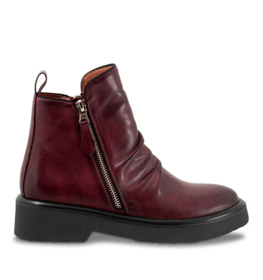 Theona Double Zip Bootie - Wine - Sole Food - 1