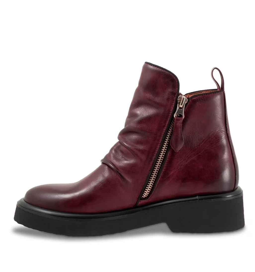 Theona Double Zip Bootie - Wine - Sole Food - 3