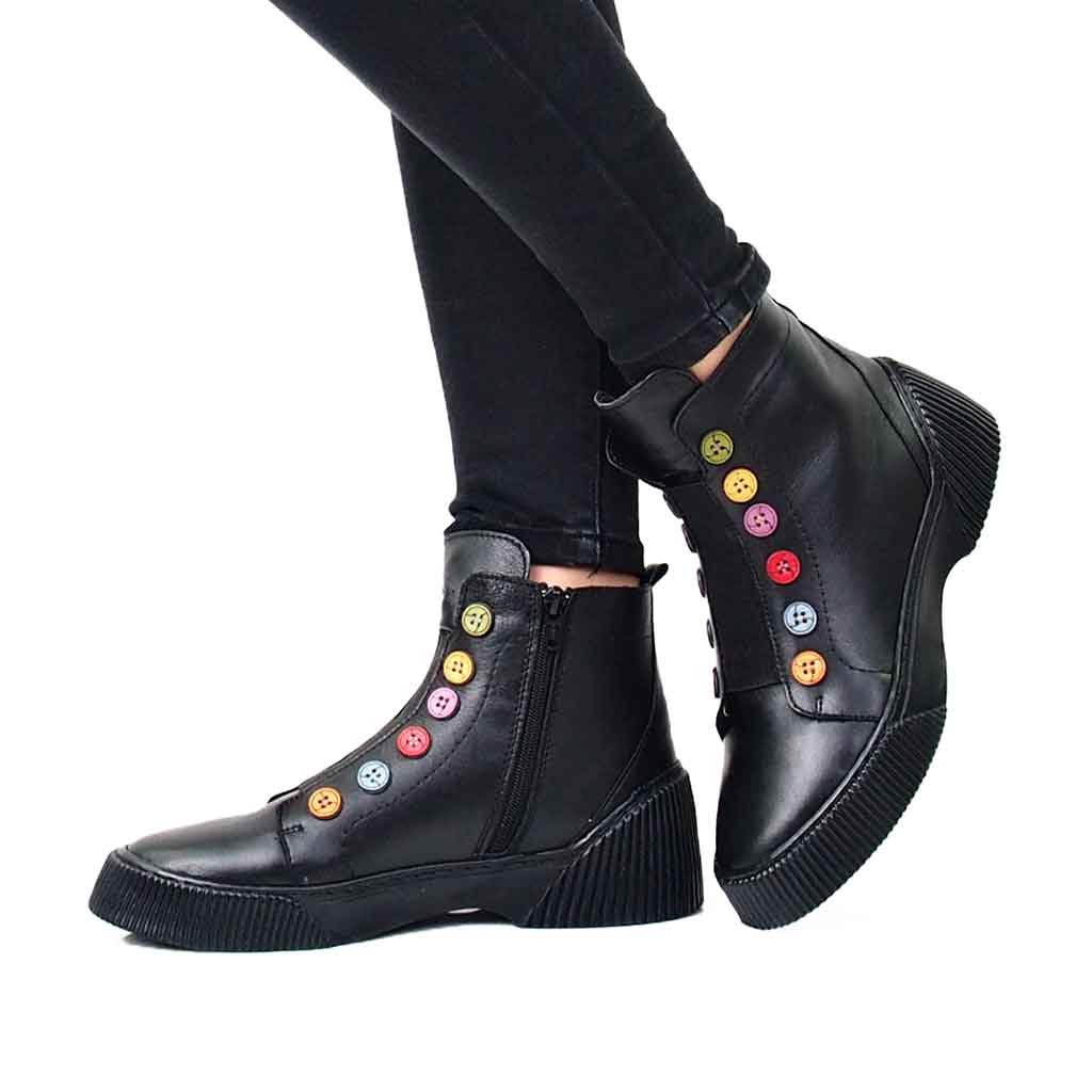 Tina "Button" Boot - Black - Sole Food - 2