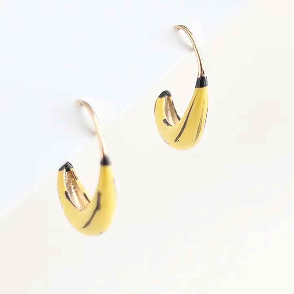 Yellow Dots Studio - Baby Banana Hoop Earrings - Sole Food - 1