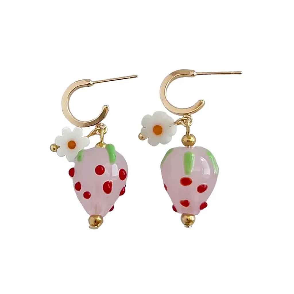 Yellow Dots Studio - Pink Strawberry Earrings - Sole Food - 1