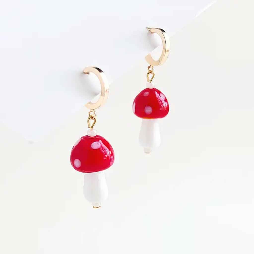 Yellow Dots Studio - Red Mushroom Earrings - Sole Food - 1