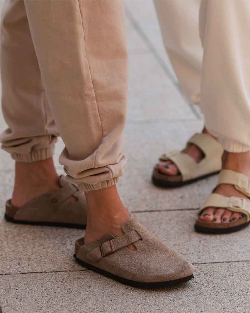 Birkenstock Boston SFB for Men Taupe Suede Sole Food