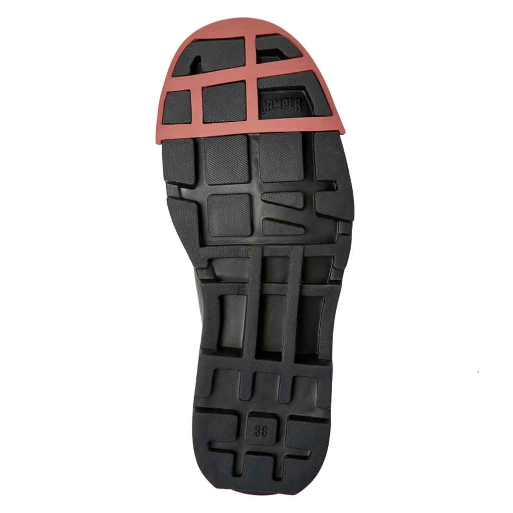 Camper Women's Junction Shoe - Black with Red Toe Cap - Sole Food - 4