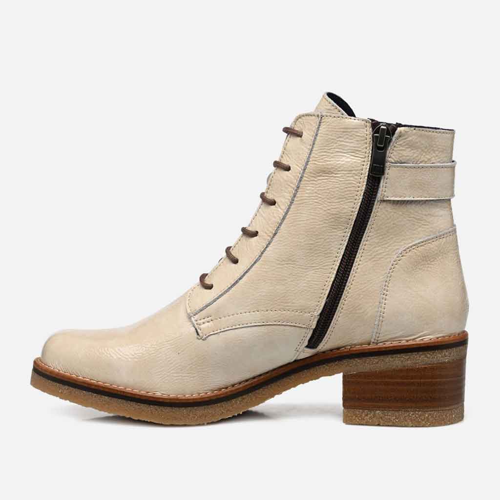 Dorking Lace-up Boot - Cream Patent - Sole Food