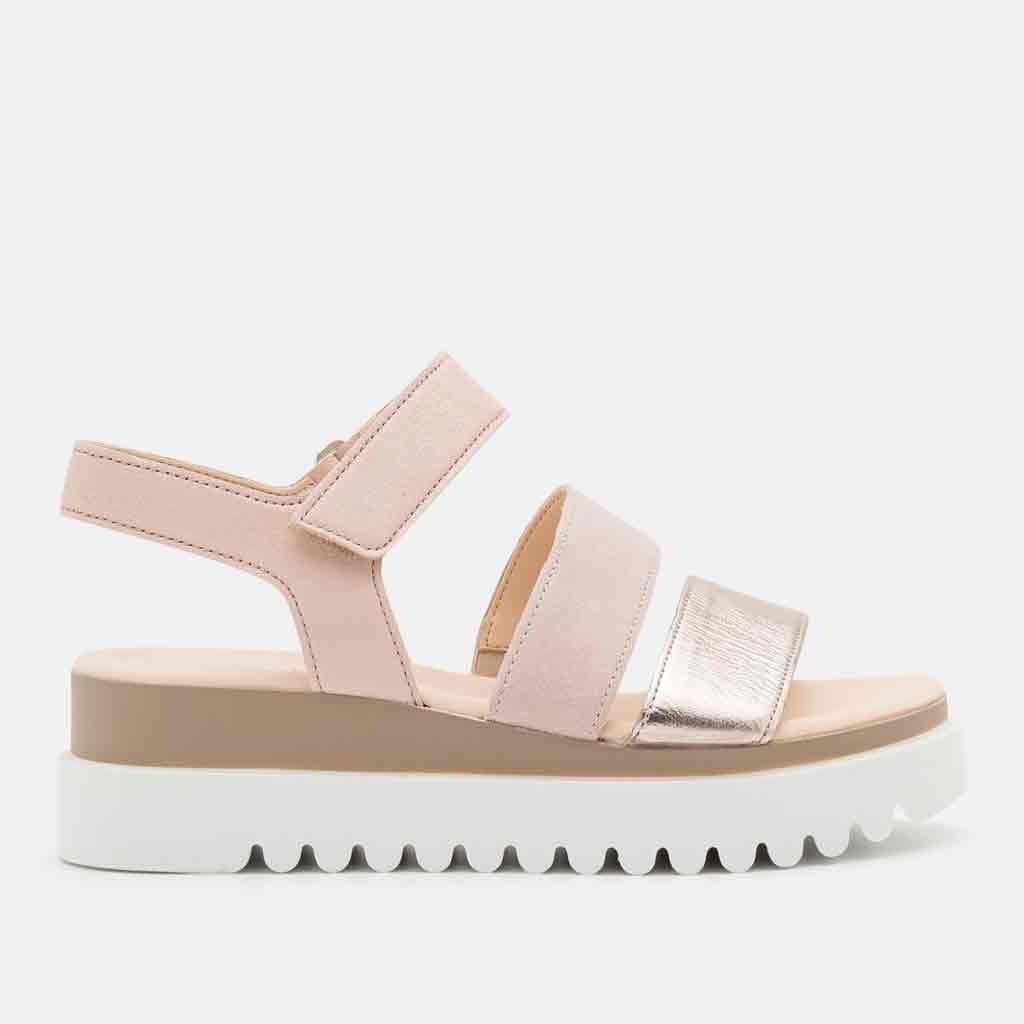 Gabor 3-Strap Wedge Sandal - Rose - Sole Food