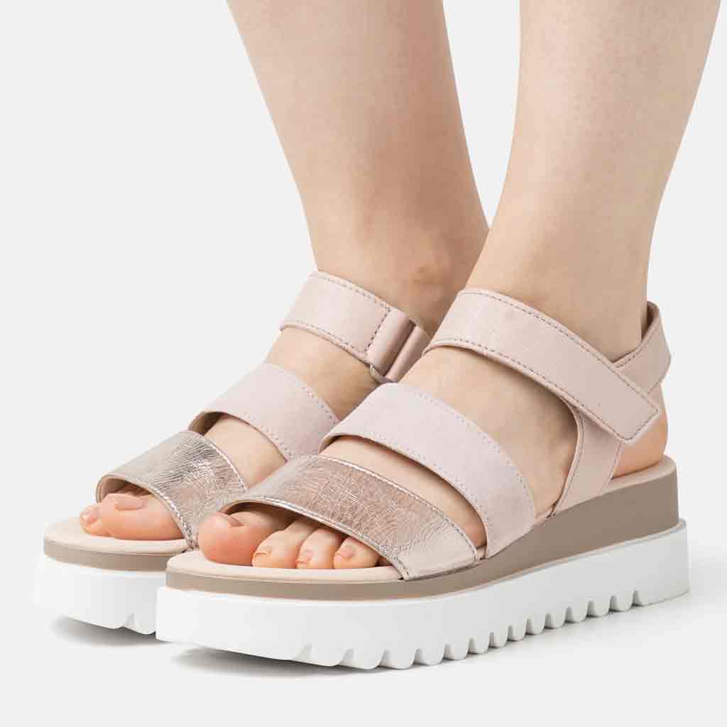 Gabor 3-Strap Wedge Sandal - Rose - Sole Food