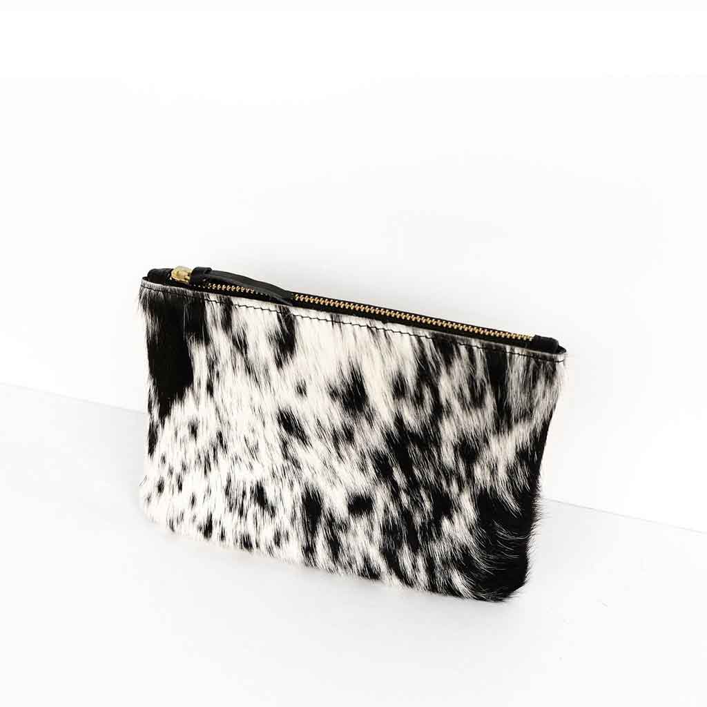 Primecut Cowhide Zip Pouch - Salt + Pepper - Sole Food - 2